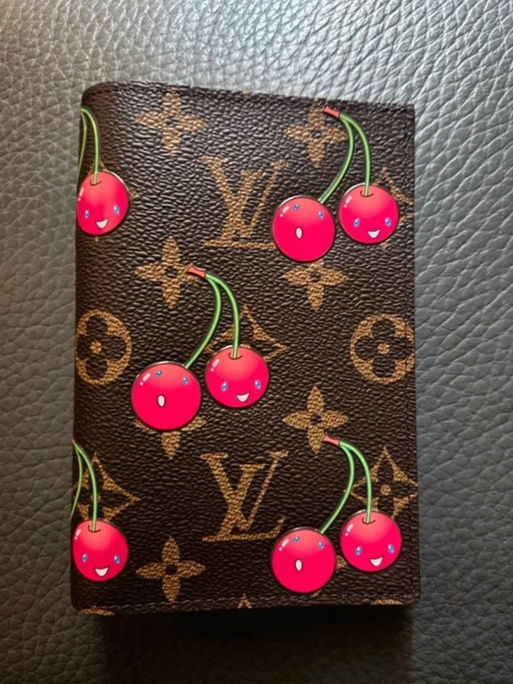 Louis Vuitton Brown Monogram Passport Cover with Pink Cherry Print - Picture 3 of 7